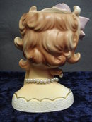 Wonderful Figural Rubens Head Vase - Purple Bow