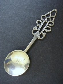 Antique Silver Tea Caddy Spoon Mono