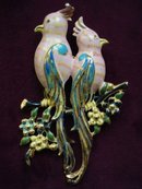 Beautiful Large Brooch - Pair of Parrots