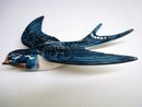 Large Blue Swallow Bird Wall Plaque