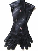 Vintage Embroidered Gloves Elegant - Long - Black