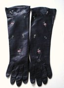 Vintage Embroidered Gloves Elegant - Long - Black