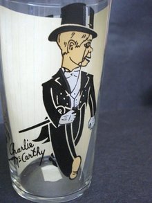 Rare Charlie Mc Carthy Drinking Glass Sterling Silver Overlay