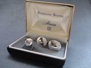 Sterling Cuff Links and Tie Pin Set Boxed