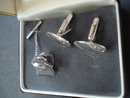 Sterling Cuff Links and Tie Pin Set Boxed