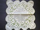 1940-50's Hanky Handkerchief - Green White