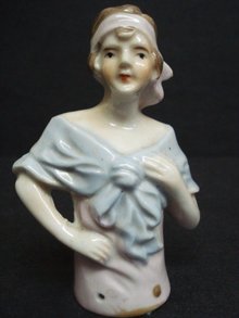Beautiful Pincushion Half Doll Flapper Era Porcelain