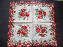 wONDERFUL Unused Printed Handkerchief Hanky Red Pink