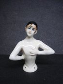 Antique Half Doll Porcelain Pin Cushion Doll