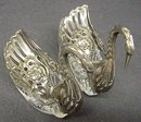 Spectacular Pair SALT CELLARS - Silver Crystal Swans