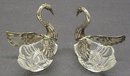 Spectacular Pair SALT CELLARS - Silver Crystal Swans