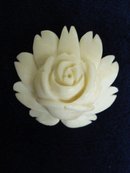 Antique Bone Brooch - White Rose