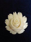 Antique Bone Brooch - White Rose