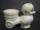 Vintage Figural Egg Cup White Chick Gold Dots