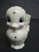Vintage Figural Egg Cup White Chick Gold Dots