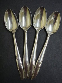 Set of Four Coffee Spoons SILVER FLOWERS