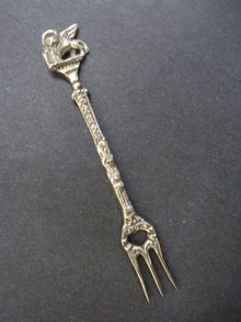Figural Condiment Fork - Italian Silver