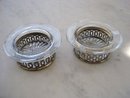 Pair Open Salts Etched Crystal/Silver