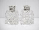 Crystal Salt/Pepper Shakers Sterling Tops