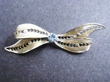 Filigree Broach Silver Tone Bow