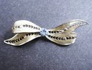 Filigree Broach Silver Tone Bow