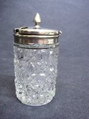 Mustard jar Cut Glass and Silver