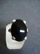 Sterling Onyx Ring - Large Black Onyx