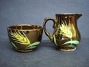 Cream and Sugar Set Copper Luster