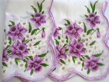 Handkerchief Hanky Purple and White