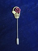 Pretty Stick Pin Velvety Red Rose