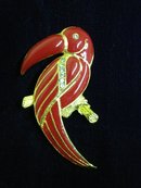 Jewelled Toucan Brooch Red Enamel