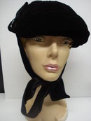 Antique Ladies Hat Black Velvet