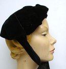 Antique Ladies Hat Black Velvet