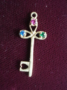 Gold Key Charm 10k Jewelled