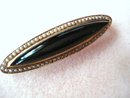 14k Gold Brooch Onyx and Seed Pearls