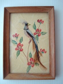 Folk Art Picture Water Colour / Feathers