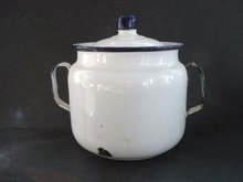 Antique Kitchen Pot White Enamel