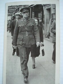 Real Photo 1940 Army Officer Walking