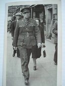 Real Photo 1940 Army Officer Walking
