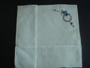 Vintage Hanky Embroidery Blue Roses