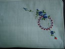 Vintage Hanky Embroidery Blue Roses