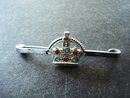 Jewelled Crown Pin Silver Tone