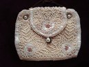 Exquisite French Beaded Vintage Bag Purse Ivory Colour Made in France