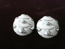 Very Pretty Enamel Clip Earrings Silver White