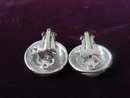 Very Pretty Enamel Clip Earrings Silver White