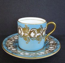 elegant Aynsley Demitasse Set Jewel Turquoise