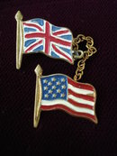 Enamelled Brooch American and British Flag