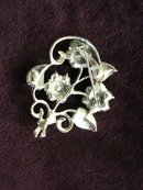 Lovely Floral Brooch Silver Tone