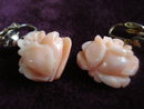 Vintage Bakelite Earrings Dangling Coral Rose