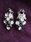 Antique Earrings Clear/Black Rhinestones